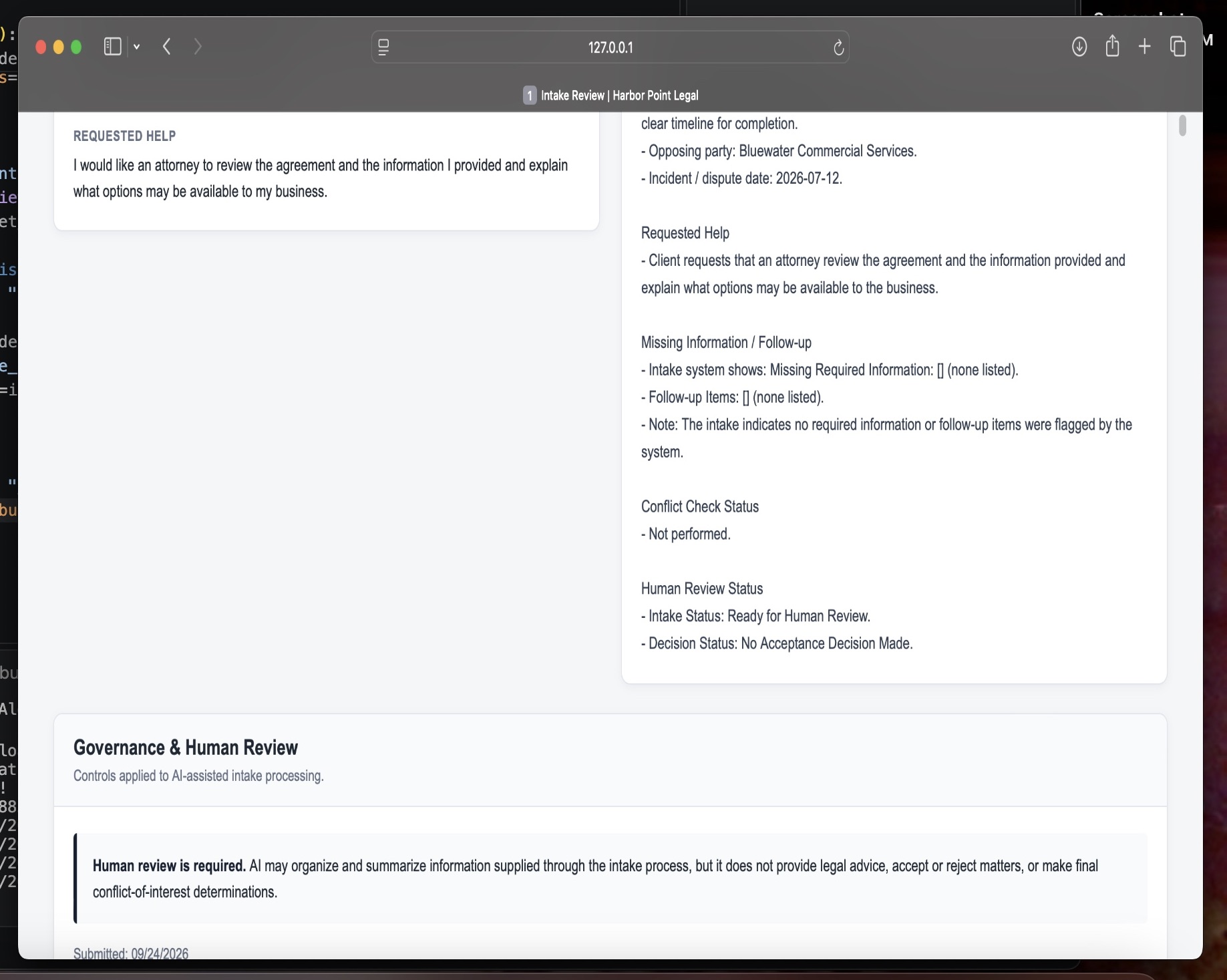 HerCode legal automation governance and human review controls